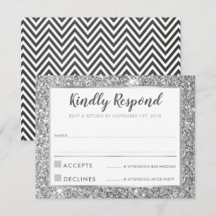 MODERN BAR MITZVAH danke Ihnen coolen Glitzer Einladung