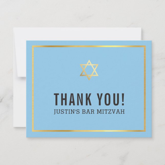 MODERN BAR MITZVAH einfach danke goldblau (Vorderseite)