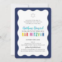 MODERN BAR MITZVAH Regenbogenfarben, blau