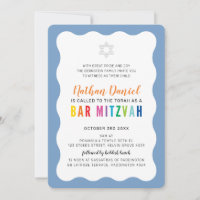 MODERN BAR MITZVAH Regenbogenfarben, blau