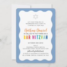 MODERN BAR MITZVAH Regenbogenfarben, blau