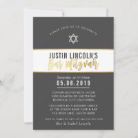 MODERN BAR MITZVAH Stilvolle dunkelgraue Goldschri