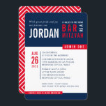 MODERN BAR MITZVAH trendig fett und blau rot Einladung<br><div class="desc">durch kat massard > WWW.SIMPLYSWEETPAPERIE.com Liebe des Designs, aber möchte einige Änderungen sehen - ein anderes Farbschema, Produkt, ein Foto hinzufügen oder angepasst für einen anderen Anlass - keine Sorge einfach kontaktieren Sie mich - ich bin gerne zu helfen! - - - - - - - - - - -...</div>