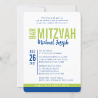 MODERN BAR MITZVAH trendy date blue lime green