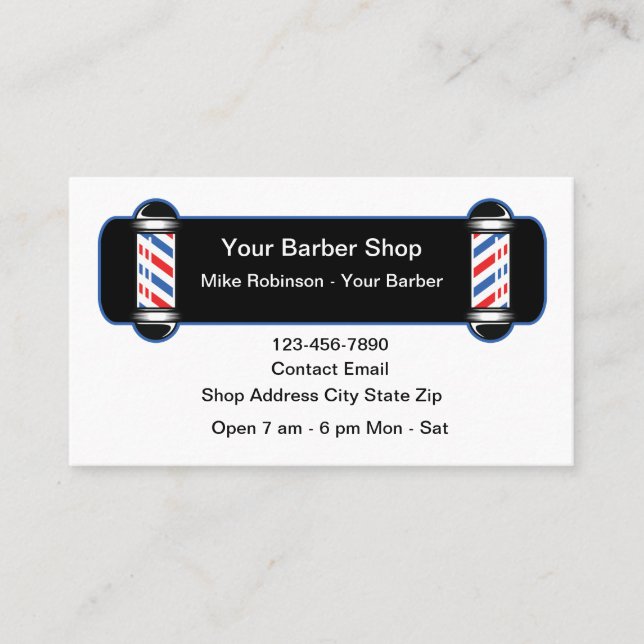 Modern Barber Shop Lights Theme Visitenkarte (Vorderseite)