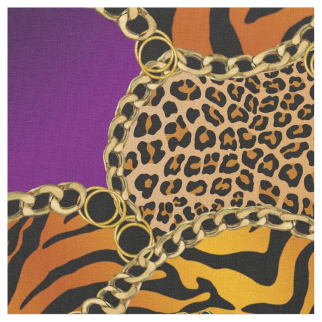 Modern Baroque Animal Print With Chains Stoff (Nahaufnahme)
