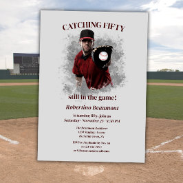 Modern Baseball Catching Fifty Men's 50th Birthday Einladung