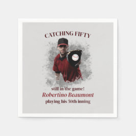Modern Baseball Catching Fifty Men's 50th Birthday Serviette