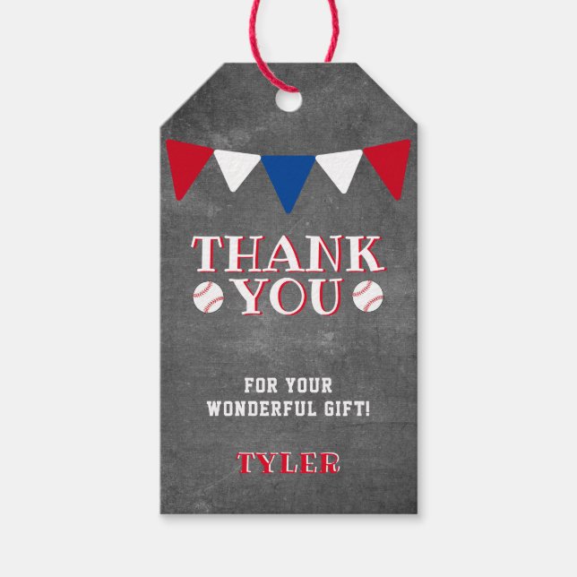 Modern Baseball Chalkboard Kids Vielen Dank Geschenkanhänger (Vorderseite)
