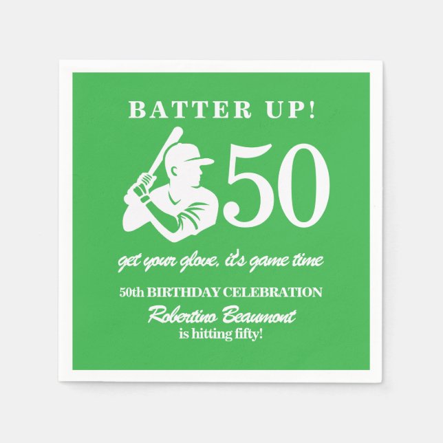 Modern Baseball Player Men's 50th Birthday Serviette (Vorderseite)