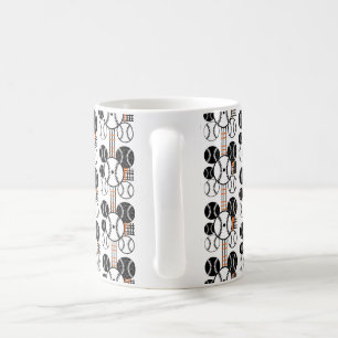 Modern Baseball Schwarz Weiß Orange Farbpattern Kaffeetasse