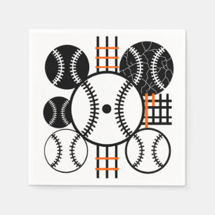 Modern Baseball Schwarz Weiß Orange Farbverlauf Serviette