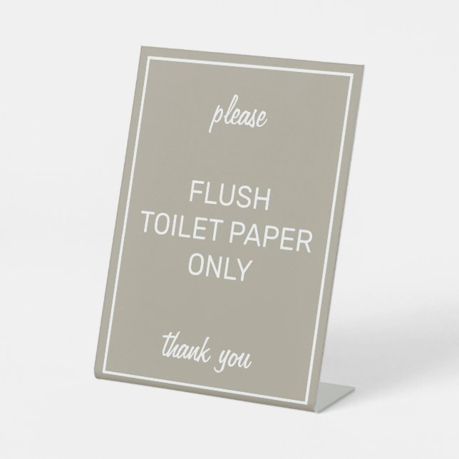 Modern Basic Beige Bad Septic Pedestyzeichen Sockelschild (Vorderseite)