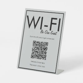 Modern Basic Gray Wi-Fi QR Code Pedestal Sign Sockelschild
