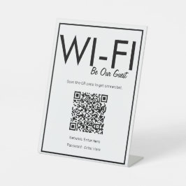 Modern Basic White Wi-Fi QR Code Pedestal Sign Sockelschild