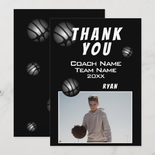 Modern Basketball Ball Photo Thank you Coach Dankeskarte