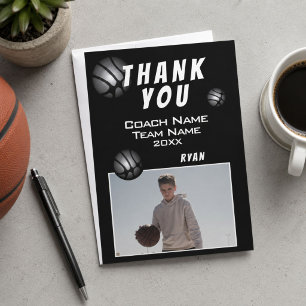 Modern Basketball Ball Photo Thank you Coach Dankeskarte