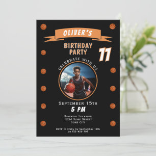 Modern Basketball Ball Sports Geburtstag Foto Einladung