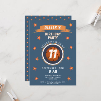 Modern Basketball Ball Star Sports Geburtstag Einladung