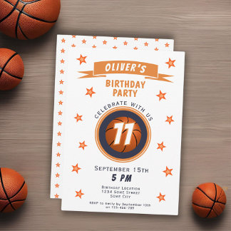Modern Basketball Ball Star Sports Geburtstag Einladung