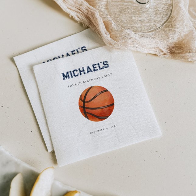 Modern Basketball Birthday Paper Napkin Serviette (Von Creator hochgeladen)