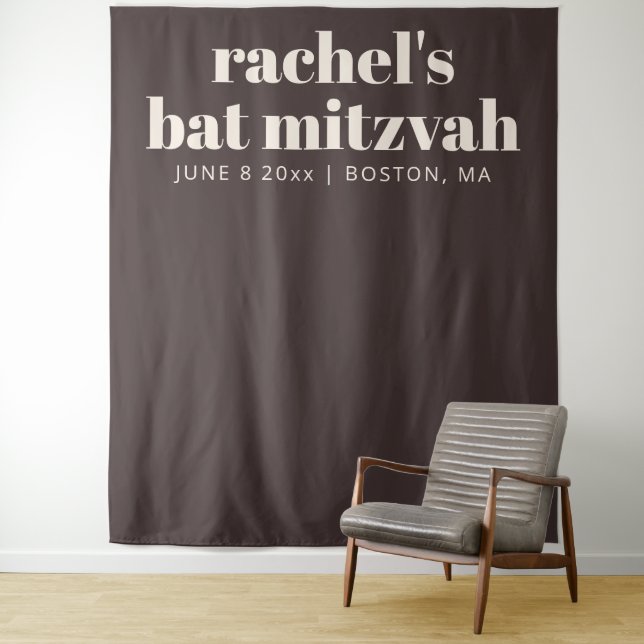 Modern Bat Mitzvah Brown Custom Photo Backdrop Wandteppich (Beispiel)