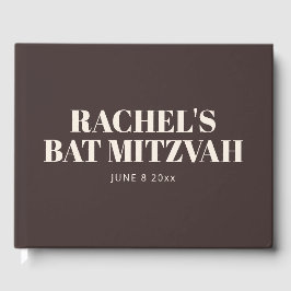 Modern Bat Mitzvah Brown Personalized Name Memory Gästebuch