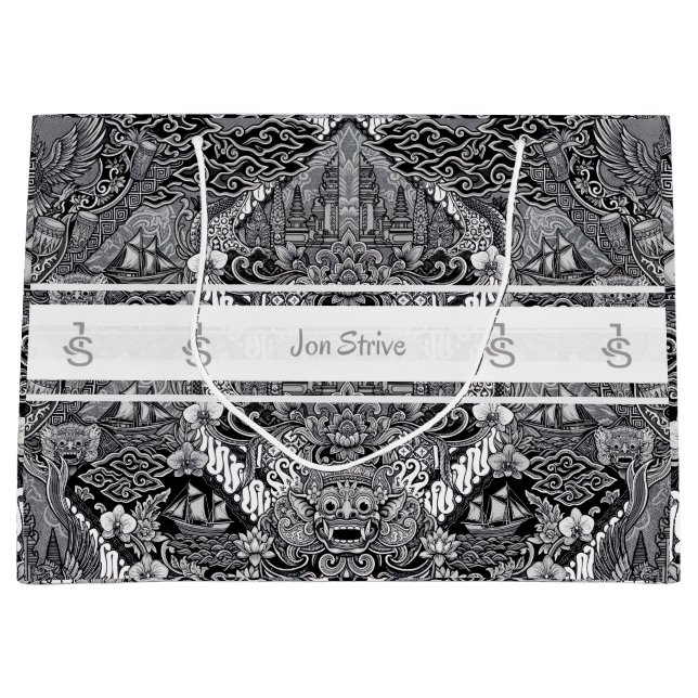 Modern BATIK Pattern Große Geschenktüte (Vorderseite)