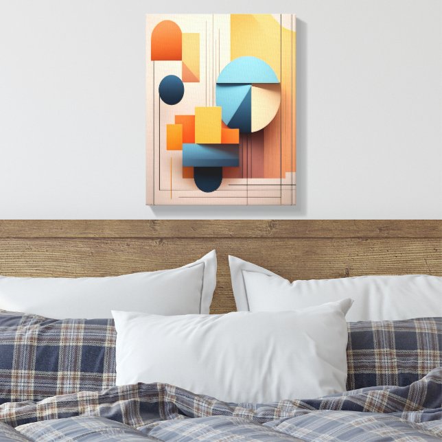 Modern Bauhaus Geometric 3D Abstract Art Gallery Leinwanddruck (Insitu (Schlafzimmer))