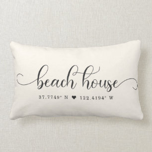 Modern Beach House Chic Script Custom Coordinates Lendenkissen