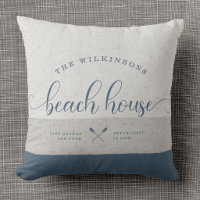 Modern Beach House Familienname Brush Script blau