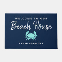 Modern Beach House Nautical Blue Aquamarin Crab Na