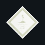 Modern Beach Island Wedkins - Green Serviette<br><div class="desc">Papierservietten mit einer Darstellung einer Insel mit zwei Palmen. Personalisieren Sie den Text. Grenzen,  Text und Abbildung sind hellgrün. Suchen Sie in Jill's Paperie nach passenden Einladungen und anderen koordinierenden Gegenständen.</div>