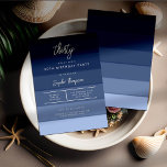 Modern Beach Nautical Navy Streifen 30. Geburtstag Einladung<br><div class="desc">Eine Küsten-,  Strand- oder nautische 30. Geburtstagsschablone,  die mit einem bemalten Aquarell abstrakter Hintergrund tiefblauer Ozeanwellen und moderner Kalligraphie für den Titel "dreißig". Elegant und elegant,  einfach und modern,  ist es eine schöne Wahl für einen Sommer,  einen Strand,  Ozean oder Meer Feiern von einem dreißigsten Geburtstag.</div>