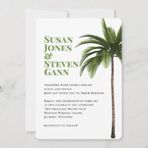 Modern Beach Palm Bold Typografie Simple Wedding Einladung