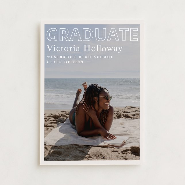 Modern Beach Photo Graduation Announcement Card Einladung (Von Creator hochgeladen)