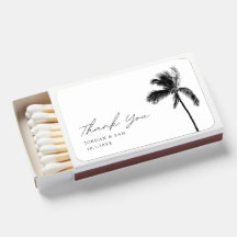 Modern Beach Wedding Favor Palm Tree Matchbox