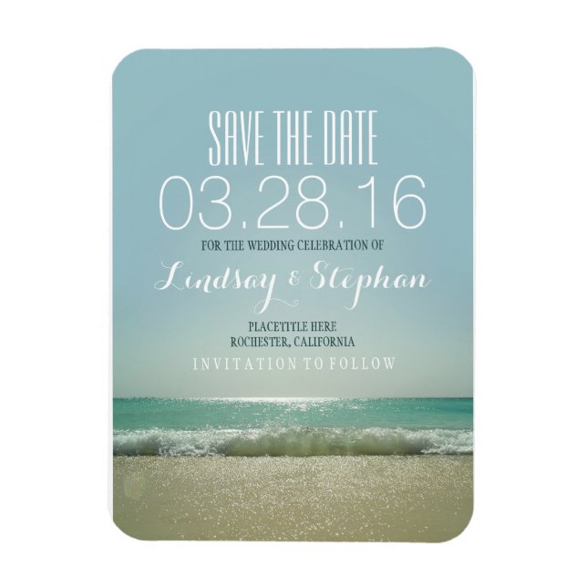 Modern Beach Wedding Save the Date Magnet (Vertikal)