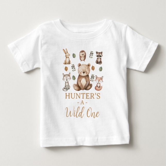 Modern Bear Woodland Wild 1. Geburtstag Baby T-shirt (Vorderseite)