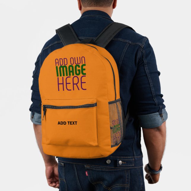 MODERN BEARBEITBARE DUNKLE ORANGE BILD TEXT VORLAG BEDRUCKTER RUCKSACK (Insitu (Modell))