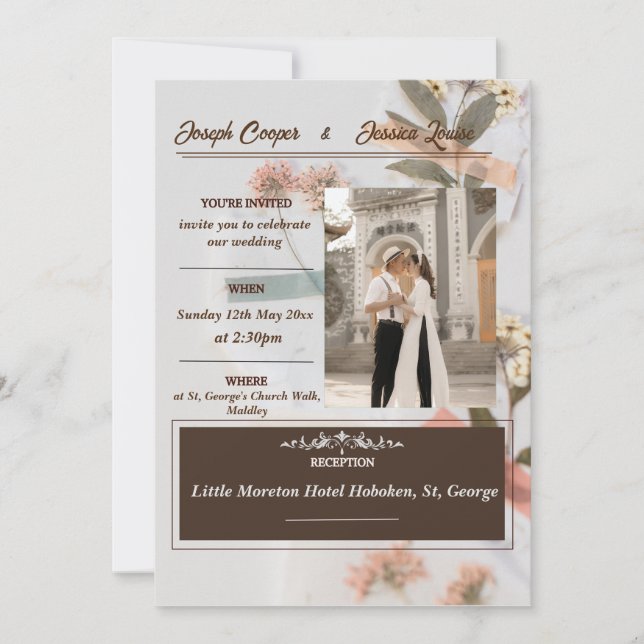 Modern bearbeitbare Hochzeitskarte Einladung (Vorderseite)