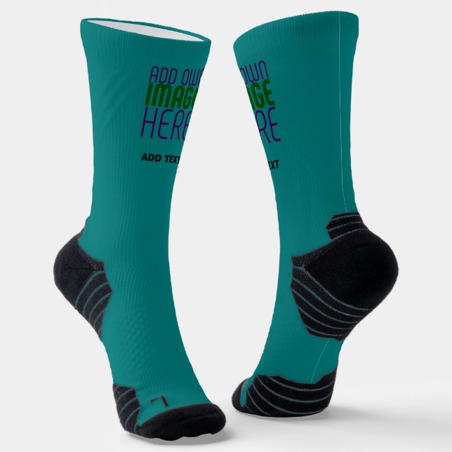 MODERN BEARBEITBARES TEALGRÜNES BILDTEXT-VORLAGE SOCKEN (Gewinkelt)