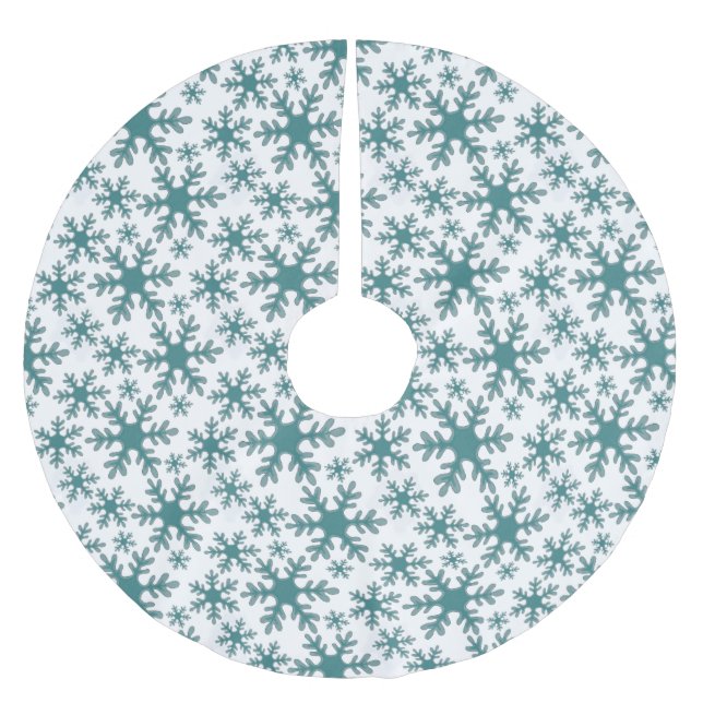 Modern Beautiful Blue Snowflake Muster Weihnachten Polyester Weihnachtsbaumdecke (Vorderseite)