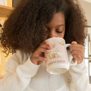 Modern Beauty Pastel Pink Name Zweifarbige Tasse