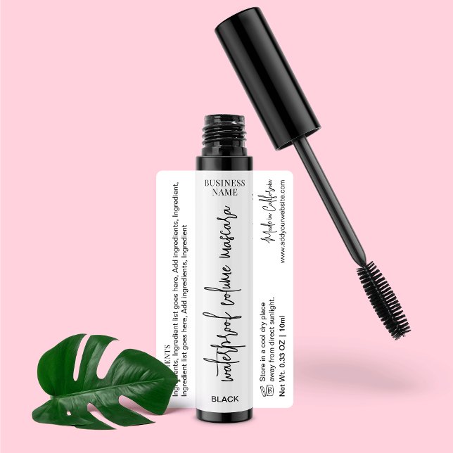 Modern Beauty Product Cosmetic Tube Mascara Label Etiketten (Fully editable mascara tube labels with space for your product info and brand details)