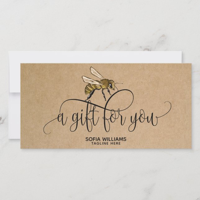 Modern Bee Honeybee Honey Gift Card (Vorderseite)