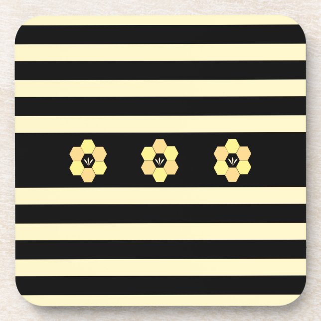 Modern Bee Honeycombs & Stripes Getränkeuntersetzer (Vorderseite)