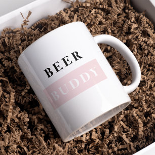 Modern Beer Buddy Schwarz & Rosa Lustiger Spruch Tasse