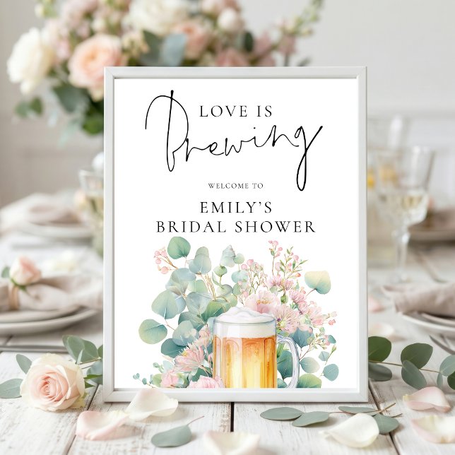 Modern Beer Love is Brewing Welcome Bridal Shower Poster (Von Creator hochgeladen)
