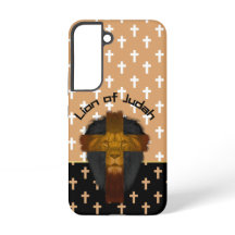 Modern Beige Black White Crosses Lion of Judah